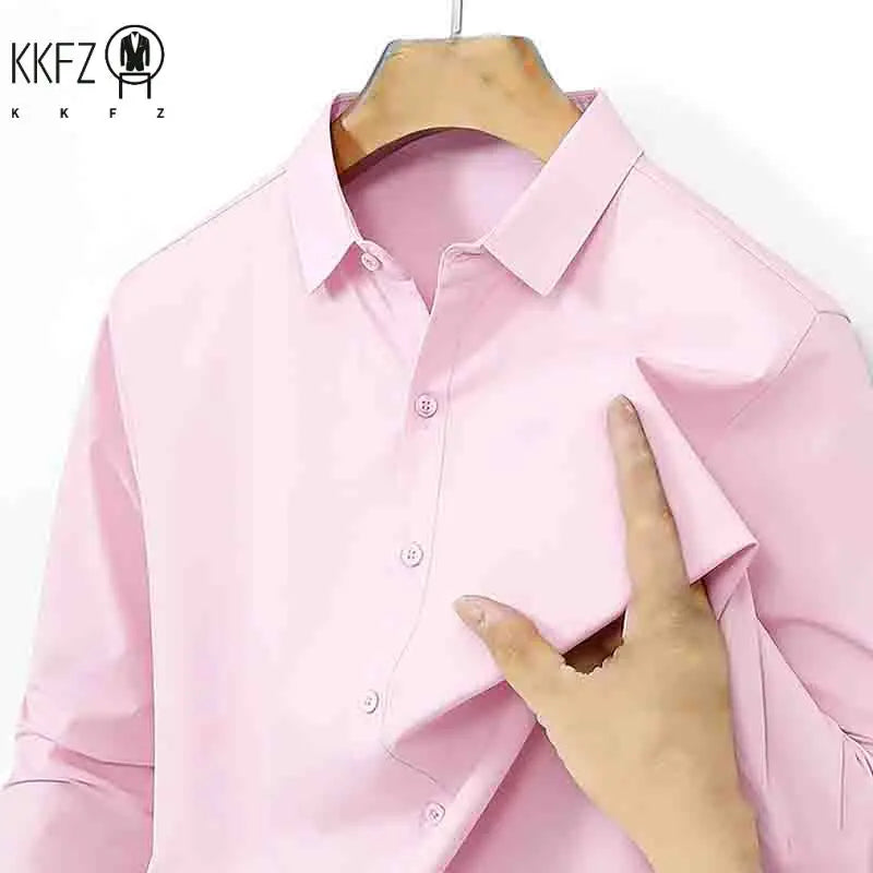 2026 New Men's Breathable Navy Blue Long Sleeve Shirt Spring & Autumn Casual Button Up Top for Daily Commute