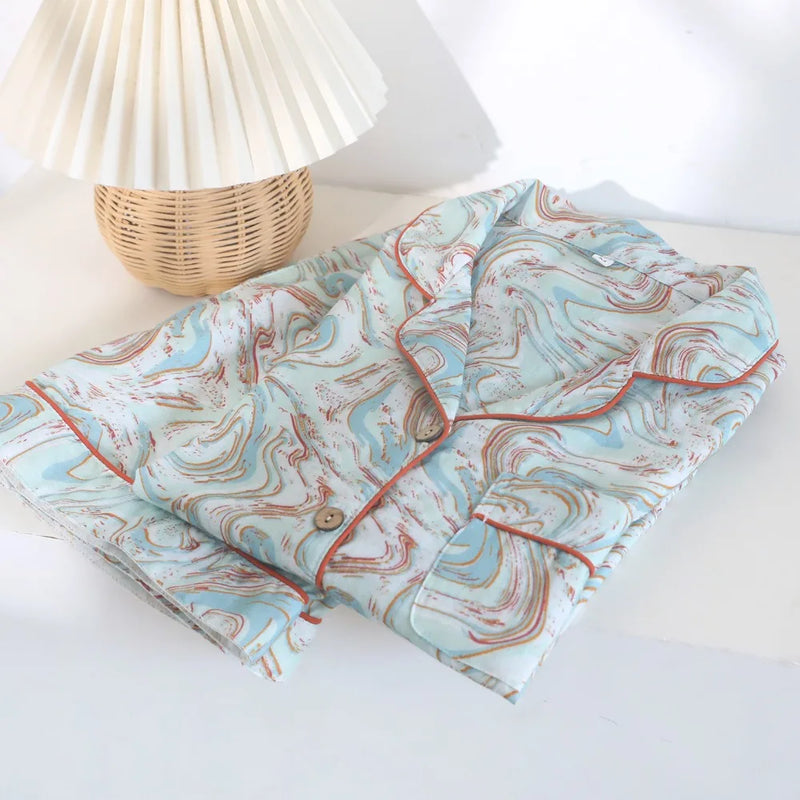 New Summer Clothes Sleepwear Short Sleeve Pajama Sets Night Wear for Ladies Home Wear Floral 2Pcs Pyjama Set Woman Nightwear