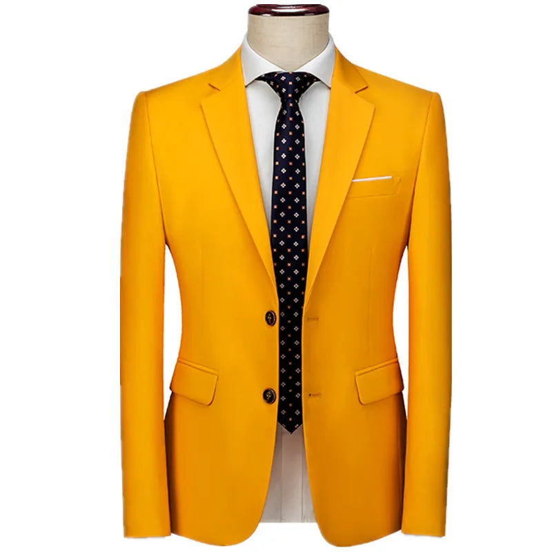 Men's Rose Red Suit Jacket, Wedding/Office Slim-fit Formal Coat, Asian Size M-6XL,Available in Blue, Gray, Black, Purple, Green