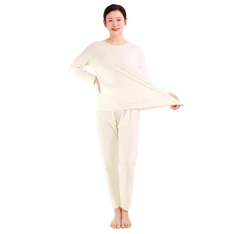 Women's Spring Autumn Pajamas Suit Cotton Comfortable Long Sleeve Pants Set Loose Home Wear Clothes Plus Size Sleepwear Pijama