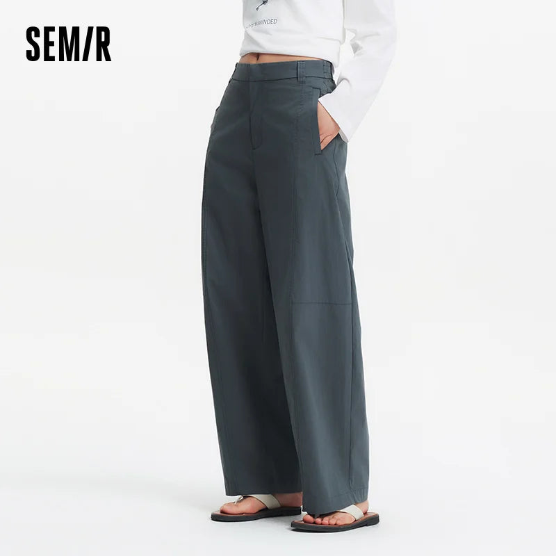 Semir Women Pants Woven 2026 Wide Leg Soft Drape Loose Fit Commuter Urban Casual Everyday Style Soft Comfortable Daily Wear