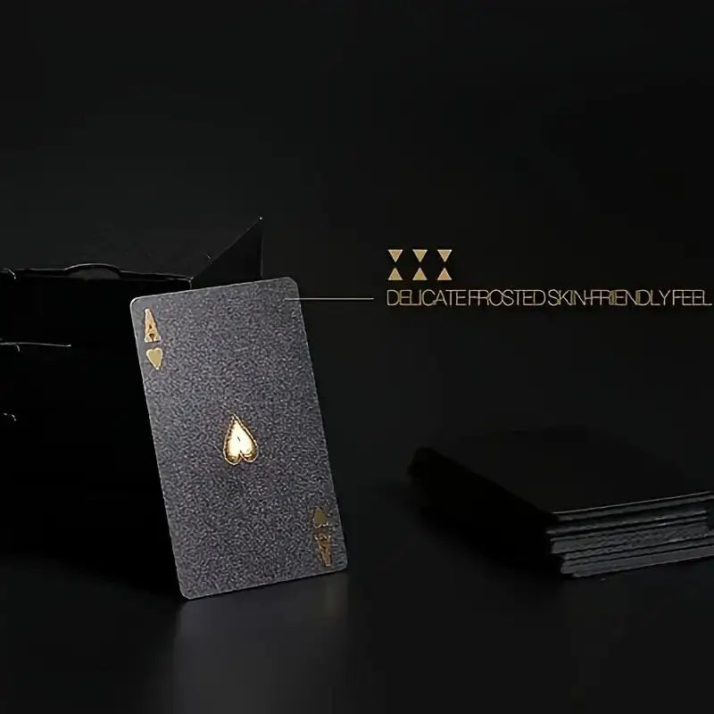 ឈុតបៀប៉ូកឃើពណ៌ខ្មៅមាស Magic មិនជ្រាបទឹក - សំណុំកាដូហ្គេមក្តារកម្រិតជាន់ខ្ពស់សម្រាប់មនុស្សពេញវ័យ បៀលេងធន់ជាប់បានយូរ