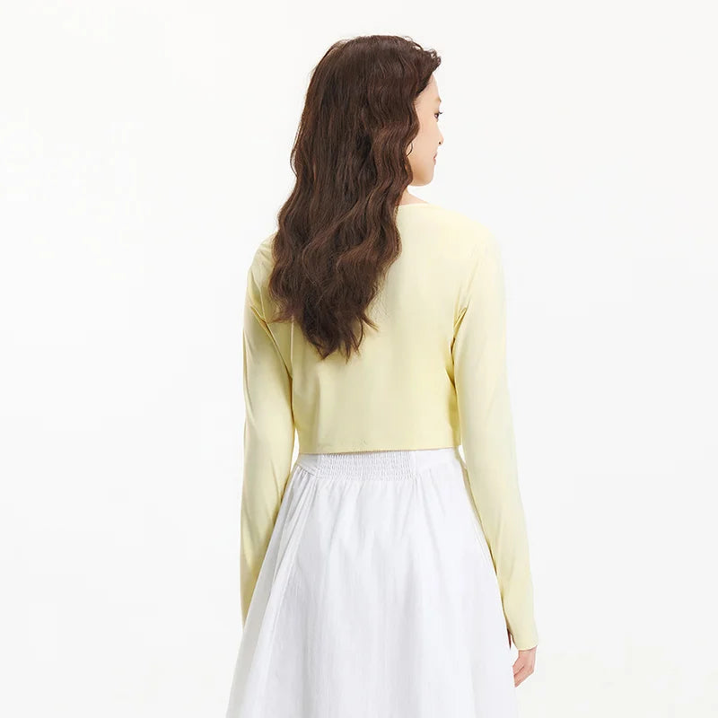 Semir Jacket Women Sun Protection Cropped Round Neck Shoulder Fit 2025 New Summer Cool Feeling Moisture Wicking Cardigan Outdoor