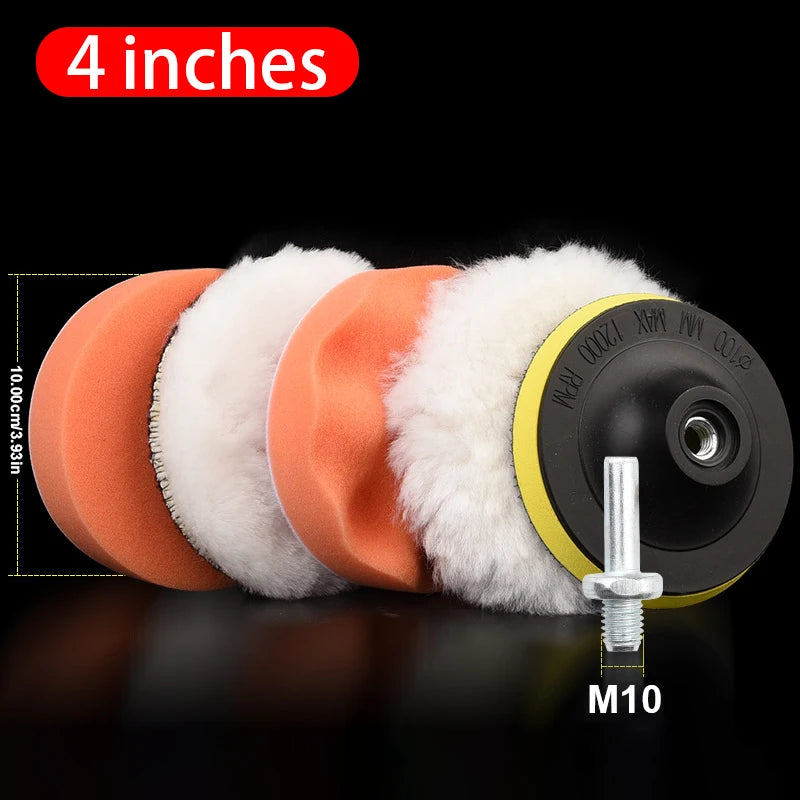 SEAMETAL 3/4/5inch Universal Car Polish Pad Set M10/M14 Soft Wool Machine Waxing Polisher Car Body Polishing Discs Car Accessory