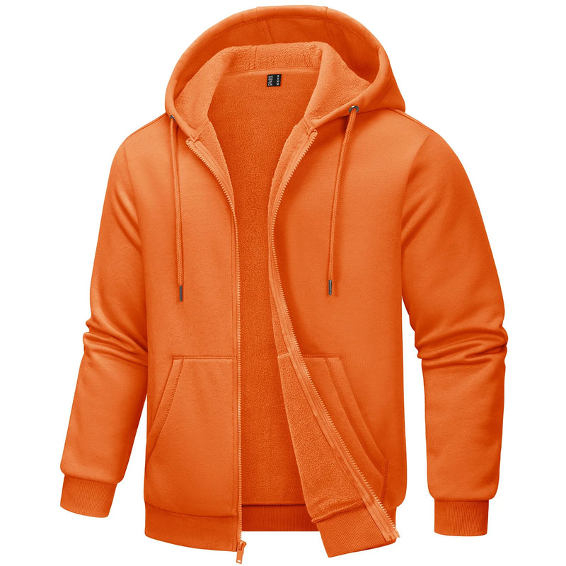 TACVASEN Big Pockets Fleece Lining Hoodies Mens Hooded Coats Full Zip Up Casual Hoodie Jackets Athlete Running Hiking Sportswear