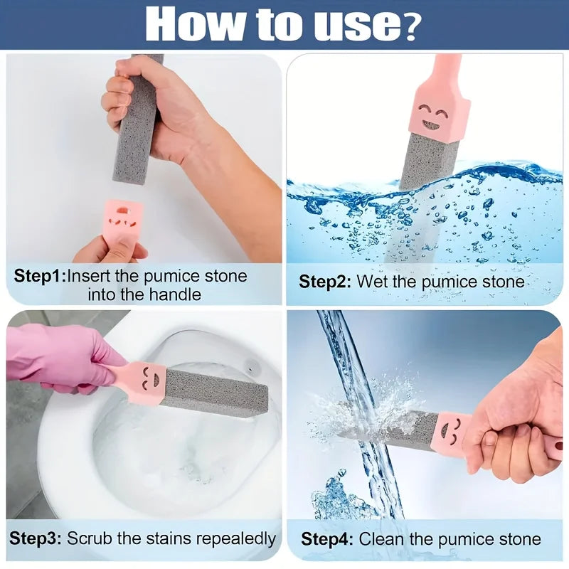 3pcs Pumice Stone Toilet Brushes - Non-Electric Scrubber for Bathroom,Living Room,Bedroom & Outdoor Use |Bathroom Cleaning Tools