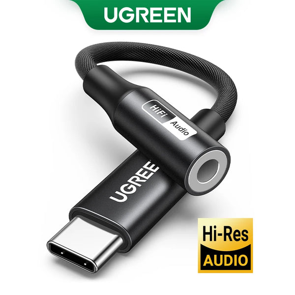 UGREEN Sound Card Type C to 3.5mm AUX Cable Adapter Earphone Converter DAC Chip PD QC Charging Sound Card for Headset