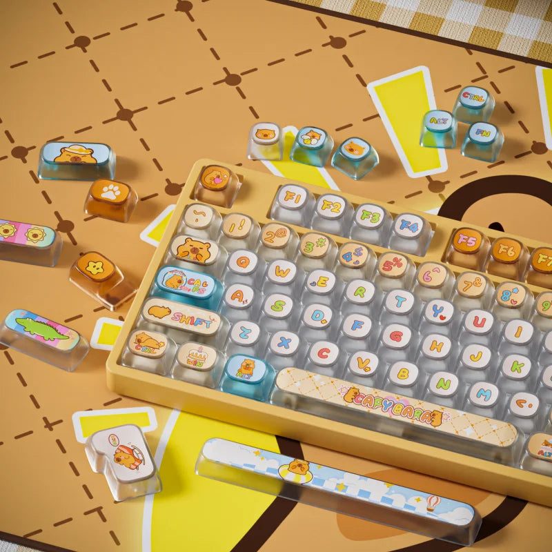 Akko Original Theme Keycap Set MOA Profile PBT 4-side Transparent Dye-sub Keycaps for ISO/ANSI Layout MX Mechanical Keyboard