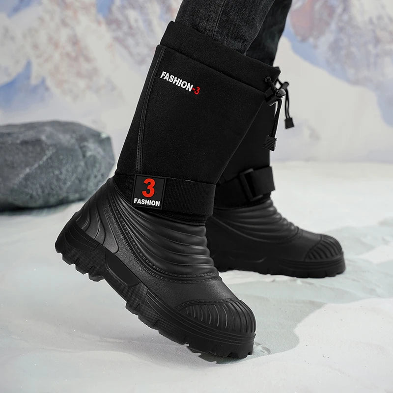 Men's snow boots winter non-slip warm plush Thick sole plus size high top boots fashion Joker outdoor sports casual cotton boots