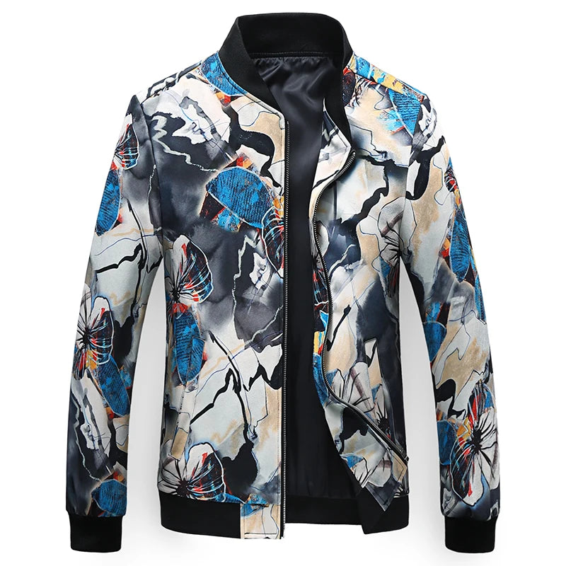 2026 New Baseball Collar Men's Long Sleeve Printed Jacket, Chinese Style Print Zipper Control Coat, Asian Size M-6XL.