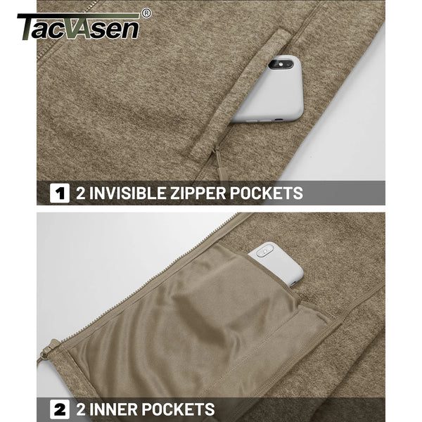 TACVASEN Lightweight Fleece Stand Collar Jackets Mens Spring Casual Full Zip Jacket Outdoor Sportswear With Pockets Outwear Tops