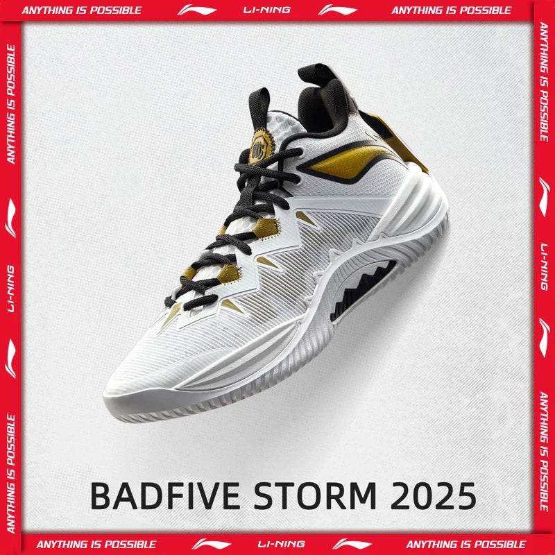 ស្បែកជើងបាល់បោះបុរស Li-Ning BADFIVE STORM 2025 ក្រៅផ្ទះ BOOM ទន់ស្រួល TUFF OS ស្បែកជើងកីឡា LiNing ដែលអាចពាក់បាន ABFV017