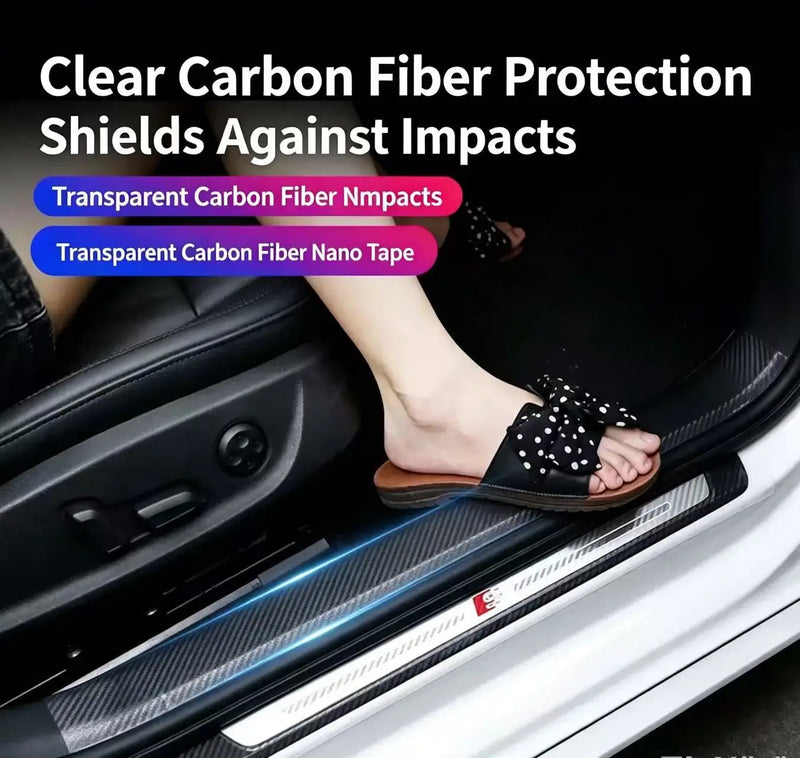 Universal Auto Door Threshold Anti-Scratch Film for Car Door Edge Protection with Carbon Fiber Texture and Bumper Guard