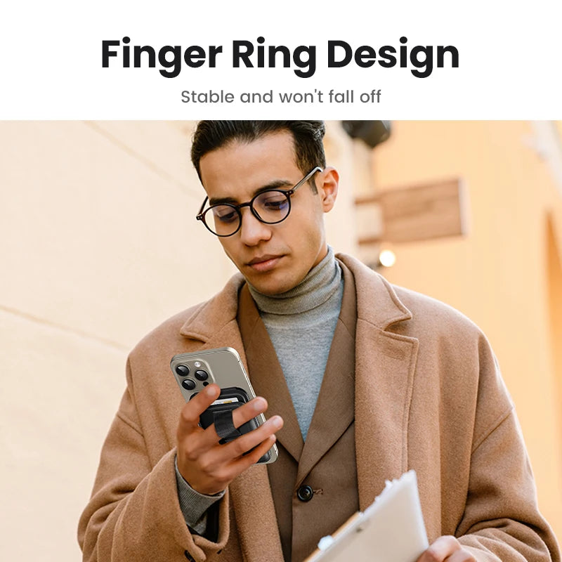 UGREEN Card Holder Bag Magnetic with Ring Holder for Magsafe iPhone 16 15 14 13 12 Magnetic Card Wallet Storage Bag Phone Holder