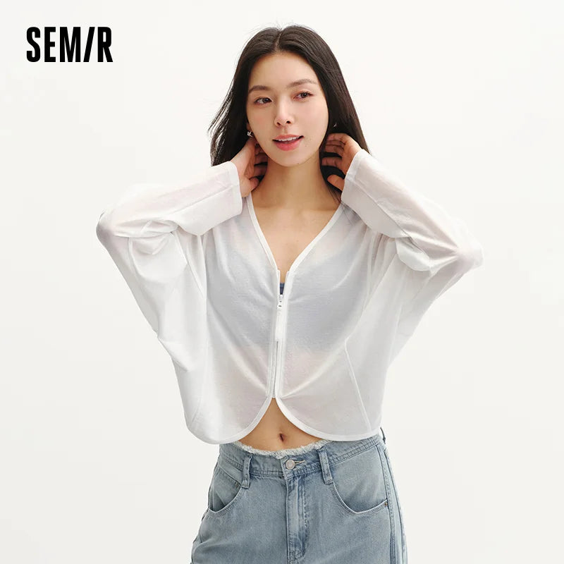 Semir Womens Jacket 2026 Batwing Sleeve Loose V Neck Cardigan Relaxed Style Casual Versatile Soft