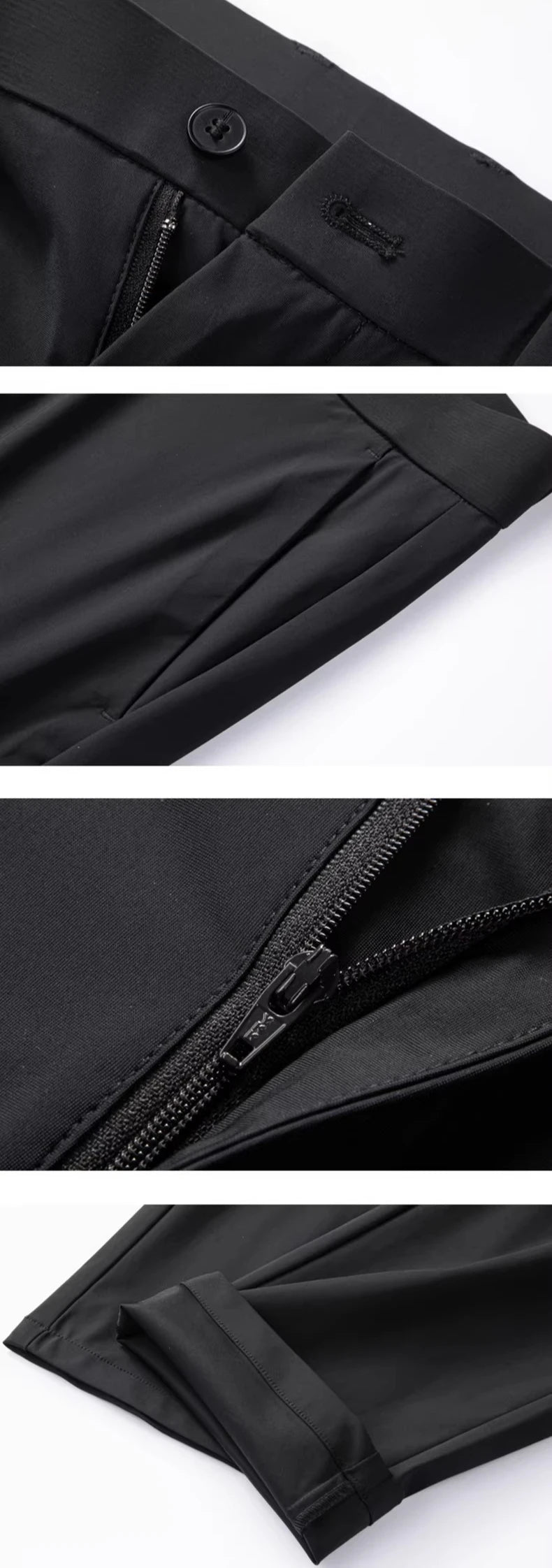 New Summer Men's Khaki Dress Pants and Black Business-casual Stretch Trousers, Available in Asian Sizes in Blue Gray Slacks.