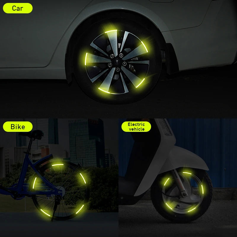 SEAMETAL 20/40PCS Car Motorcycle Wheel Reflective Strips Colorful Hub Stickers Car Styling Decal Sticker Safety Warning Tape
