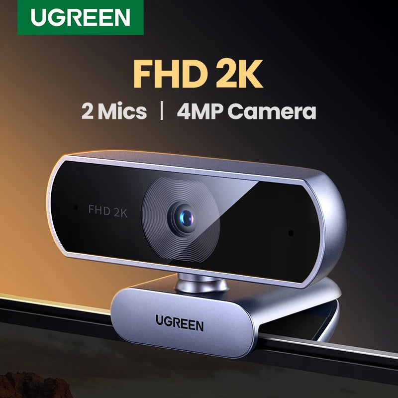UGREEN USB Webcam 2K HD Mini Webcam Web Dual Microphones for Youtube Zoom Video Calling 30fps web cam