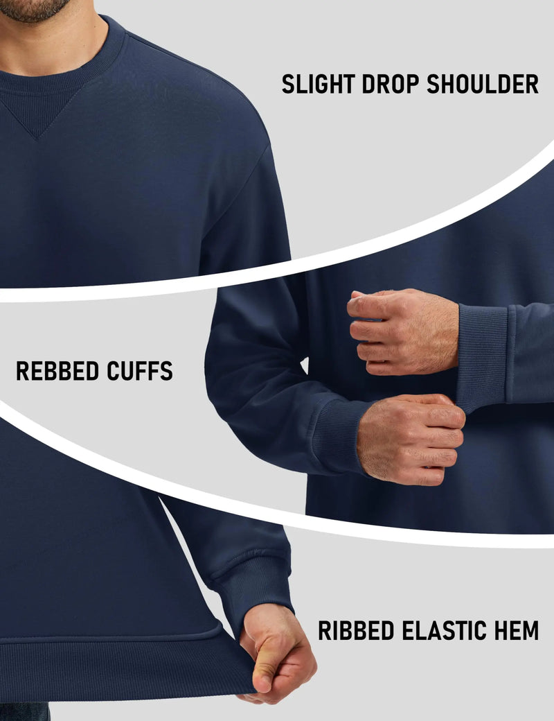 TACVASEN Men's Sherpa Lined Sweatshirt Thermal Fleece Pullover Winter Warm Thick Crewneck Sweatshirts Casual Solid Tops For Men