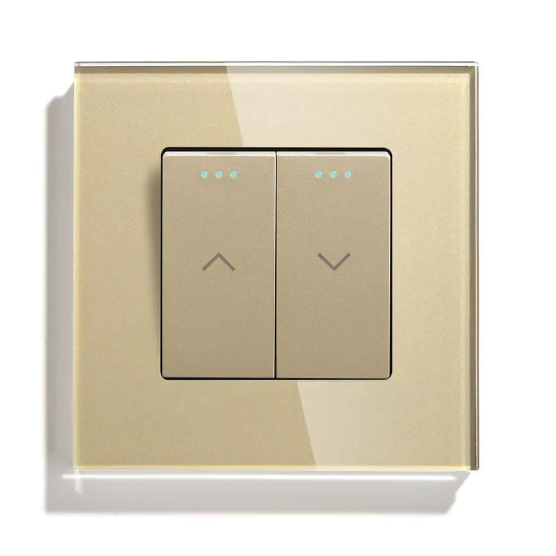 BSEED Mechanical Button Switch Electric Curtain Switch GLass Panel for Blind Curtain White/Black/Gray/Gold Reset Switch