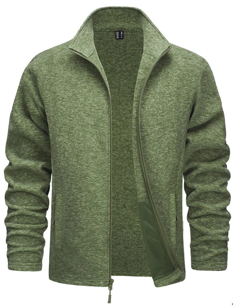 TACVASEN Lightweight Full Zip Fleece Jackets Mens Spring Casual Jacket Outdoor Sportswear With Pockets Stand Collar Outwear Tops