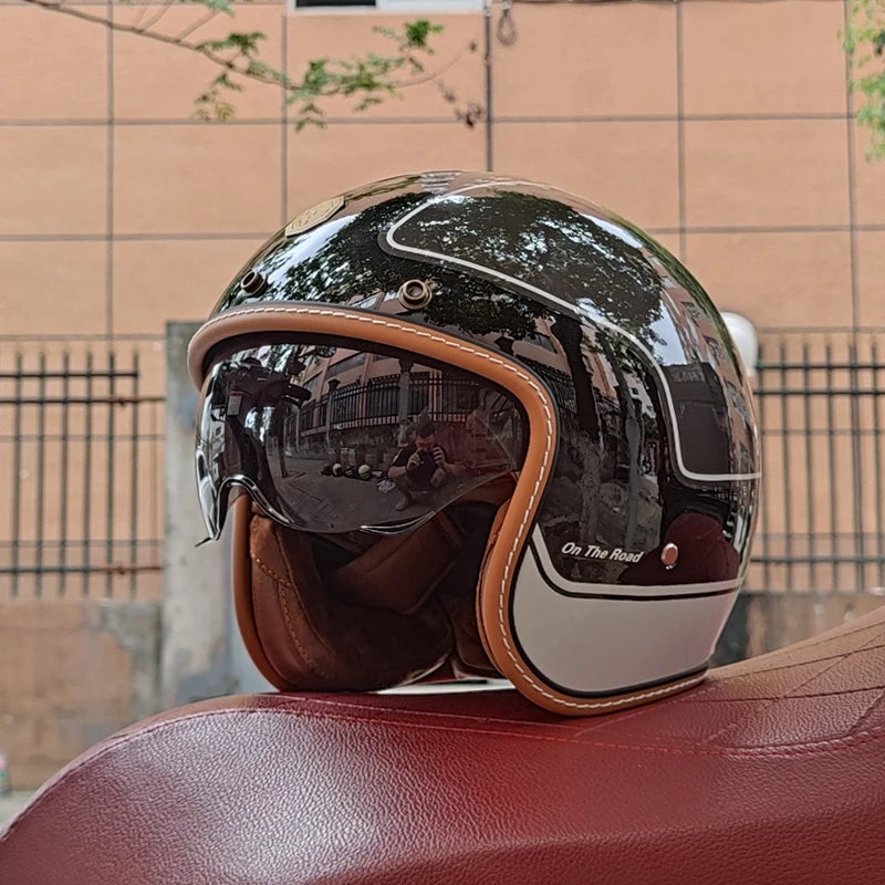 Retro motorcycle helmet 3/4 open half helmet unisex capacete vintage ABS material ORZ-301