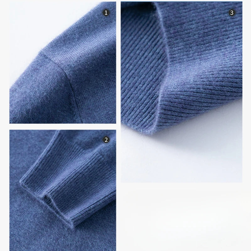 Men's Lapel Solid Color Woolen Sweater, Autumn & Winter New Stretch Top, Daily Leisure Pullover Knitwear, Business POLO
