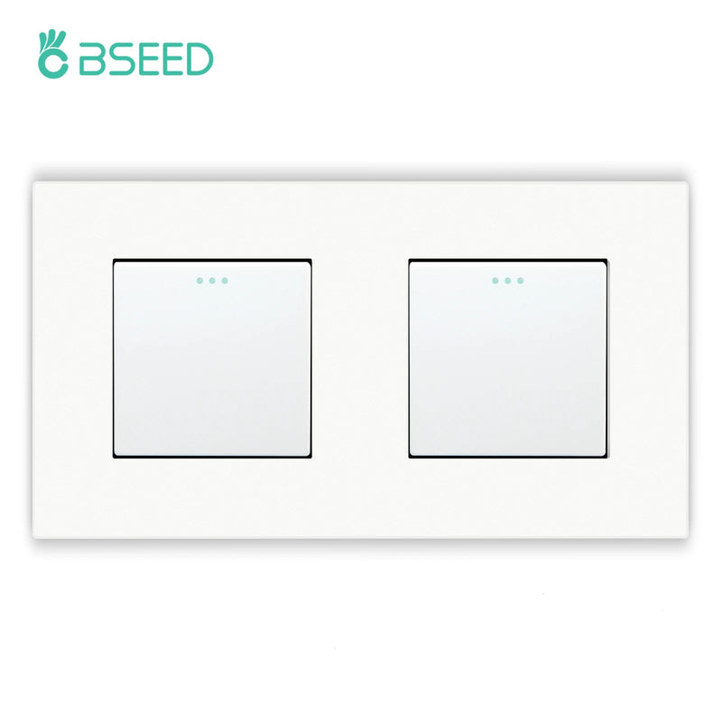 BSEED Mechanical Button Switch 1/2/3Gang 1Way Plus Wall Socket Power Outlets Plastic Panel Wall Light Switch On Off