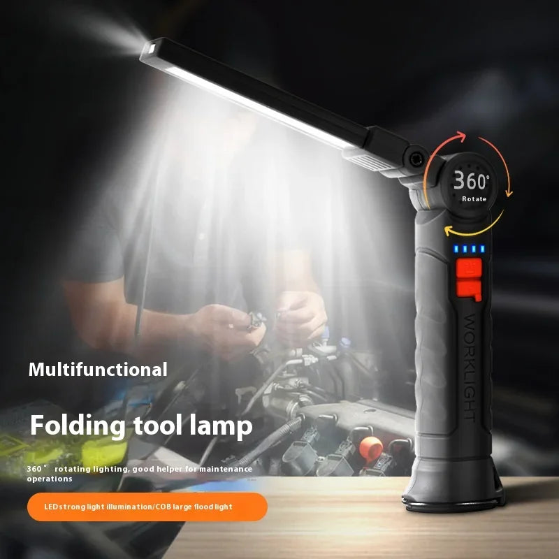 ភ្លើងពិល LED COB ទំហំ 450LM ប្រើប្រាស់ថាមពលខ្លាំង 800mA ភ្លើងពិលប្រភេទម៉ាញេទិក 360° សម្រាប់ជួសជុលយានដ្ឋាន បំភ្លឺកន្លែងចតរថយន្ត 4 របៀប
