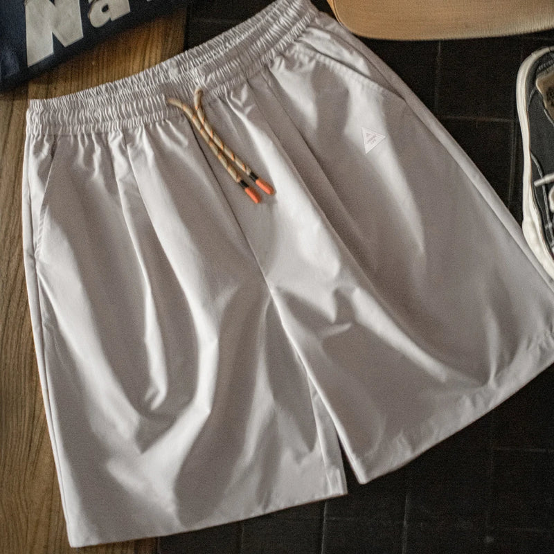 Maden Outdoor Men's Quick-Dry Shorts Lightweight Grey Woven Casual Shorts with Elastic Waist Drawstring Loose Fit Summer Bottoms