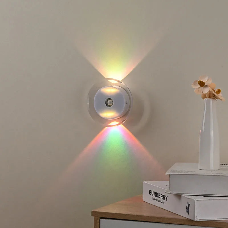 LED Night Light with Motion Sensor Remote Control Wall Lamp RGB/3Colors Dimmable Magnetic Stair Lights for Hallway Bedroom