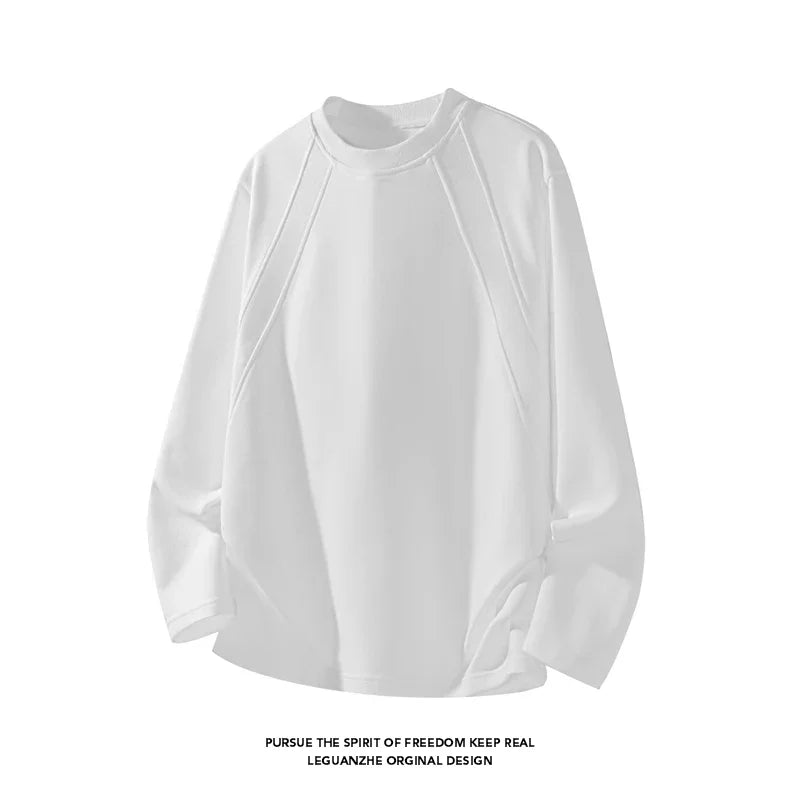 Male Basic Long Sleeve Crew Neck Tee Raglan Stitching Detail Soft Skin Friendly Material For Everyday Activities