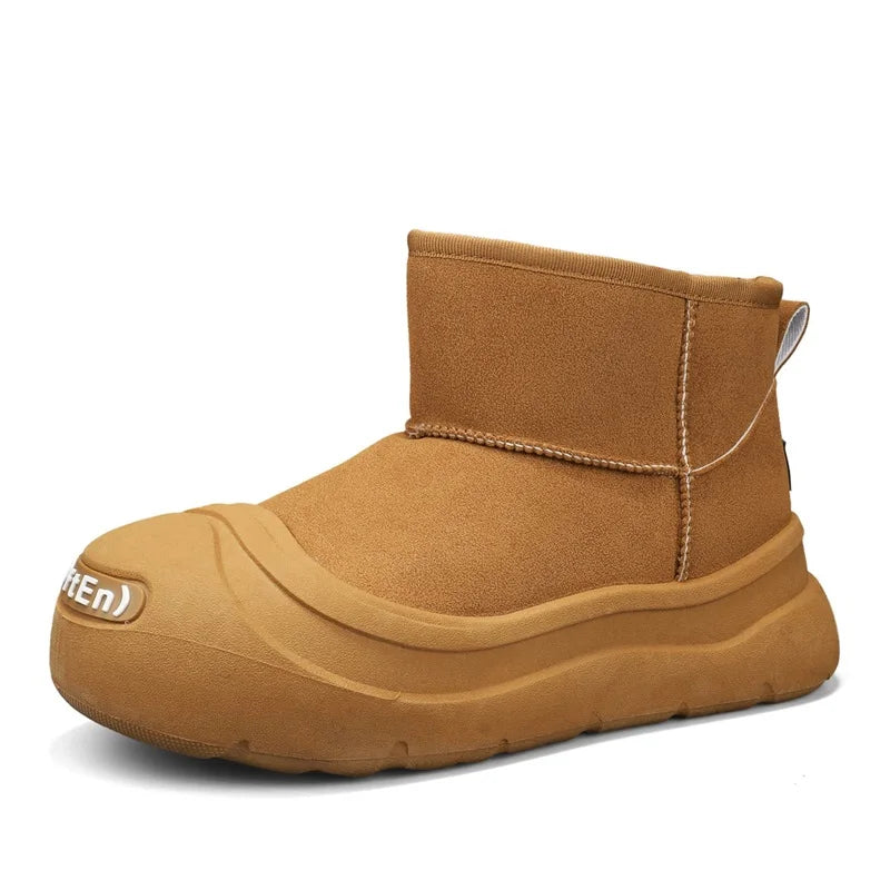 Men's snow boots winter warm plush cotton shoes soft sole non-slip high top boots fashion youth Joker outdoor sports work boots