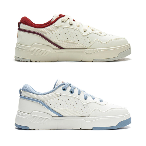 ស្បែកជើង Li-Ning ស្ត្រី COMMON 80S របៀបរស់នៅ ខ្នើយពីរ ទន់ ងើបឡើងវិញ មានផាសុកភាព ស្បែកជើងប៉ាតា LiNing បុរាណ ធម្មតា AGCW120
