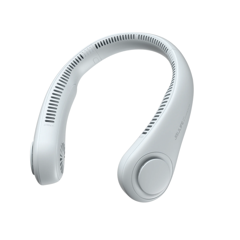 JISULIFE Portable Neck Fan, 4000 mAh Battery Rechargeable,5 Speeds Adjustable,Twistable Hands-Free Bladeless Neckband for Sports