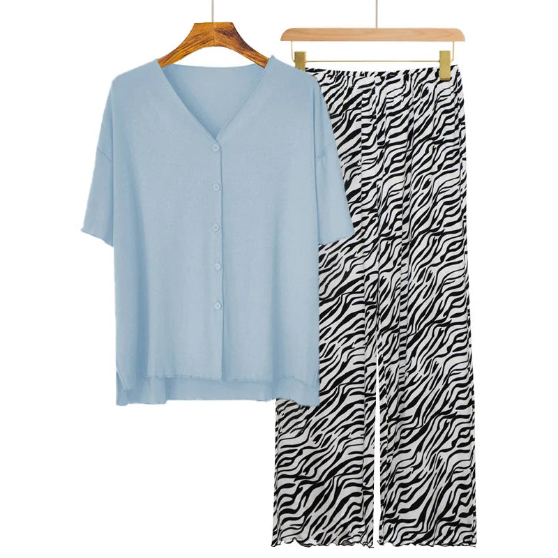 European Long Sleeve Trousers Sets 2026 New Loungewear Women's Sleepwear Two-piece Pajamas Home Suit For Women Modal Nightwear
