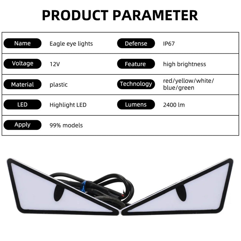 SEAMETAL 2pcs LED Devil's Eye License Plate Light Mini Turn Signal Flasher Headlight for Car Motorcycle Modified Decoration