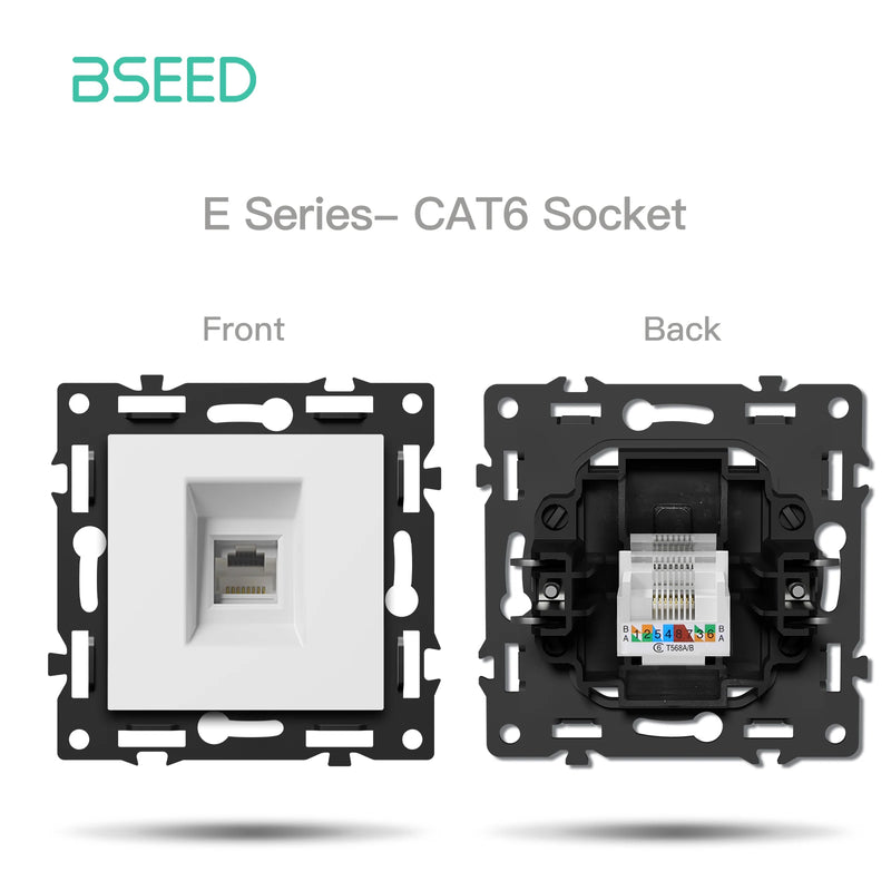 BSEED 1/2Gang Button Switch Function Part Glass Frame Only Light Switch DIY Part ST/TV/CAT6 Scoket Parts Free Combination