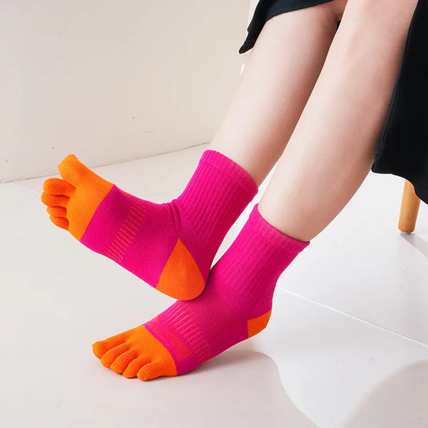 WRELS 1/2/3 Pairs Hiking Toe Socks Moisture Wicking Running Crew Socks Men Women Cotton Breathable Anti‑Blister 5‑Finger Socks