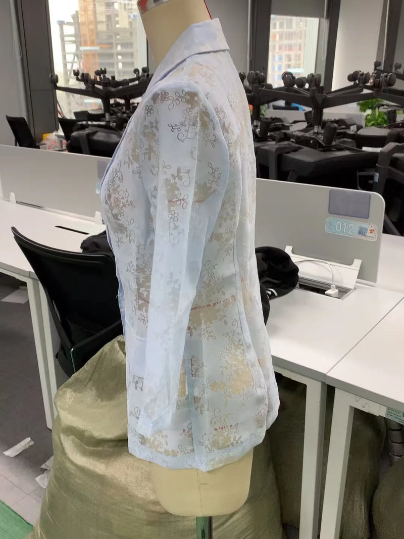 New Summer Women's Mid-sleeve Blazer, Made From Lightweight, Quick-drying Jacquard Fabric, Asian Sizes Jacket. S–XXL