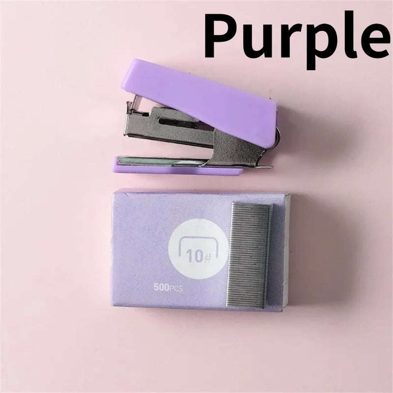 1PC Mini Stapler for Paper File Metal Stapler Set with 500pcs 10# Staples Cute Stationerys Kits School Office Binding Supplies