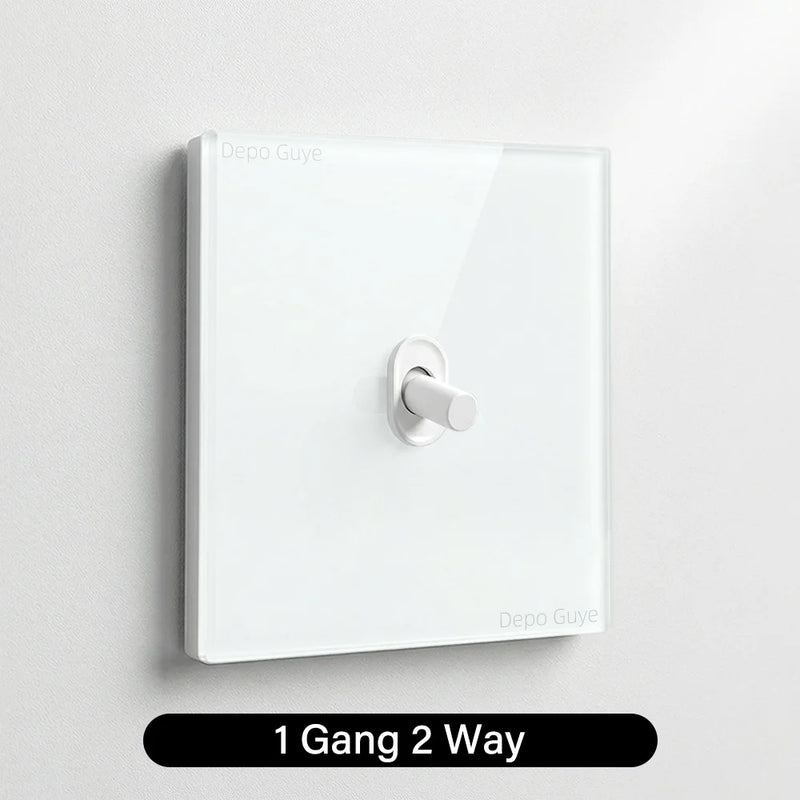 Wall Toggle Light Switch EU FR Standard White Glass Panel European Power Socket With Dual Type-c 20W Fast Charge Port Outlet