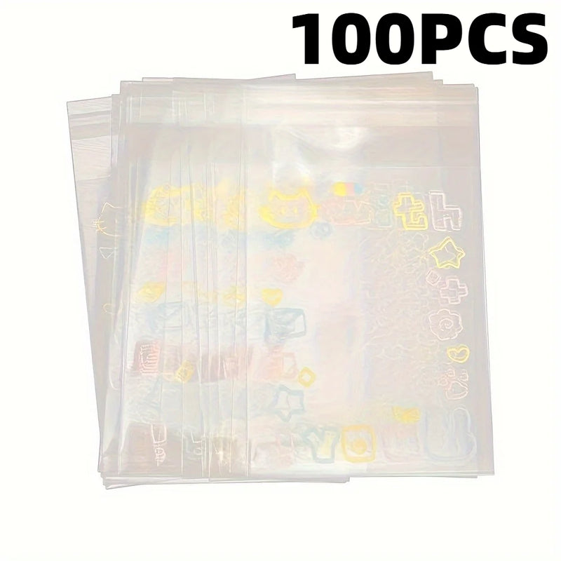 20/50/100pcs Graffiti Self-adhesive Bag Small Card Self-sealing Bag Packaged Card Gift Bag High Value Opp Bag Transparent Bag.