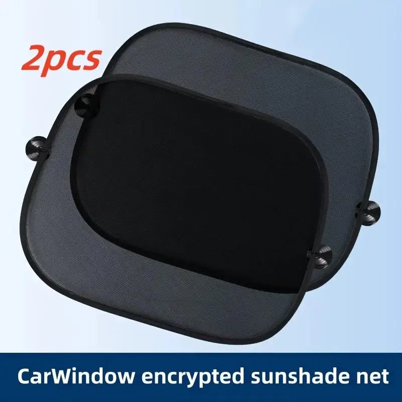 2-Pack Universal Car Window Sunshades, Electrostatic Roll-Up UV & Heat Blocking Mesh Curtains for Sedans, Trucks, SUVs