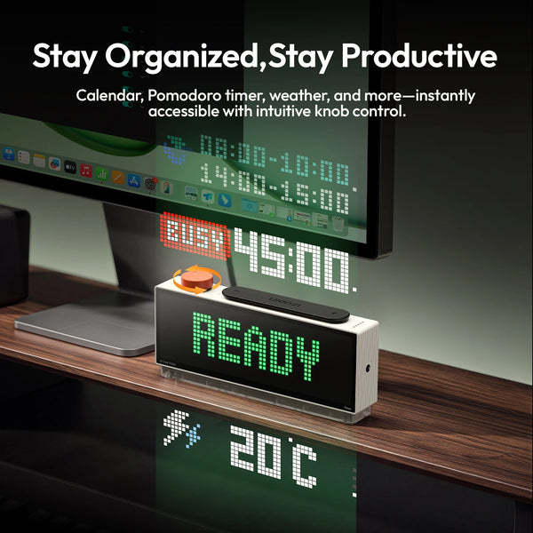 Ulanzi TC002 Pixbar Smart Pixel Clock II ជាមួយកន្លែងសាកថ្ម នាឡិកាលើតុសម្រាប់ Tiktok Youtube Ins LED Display ឧបករណ៍ Smart Studio