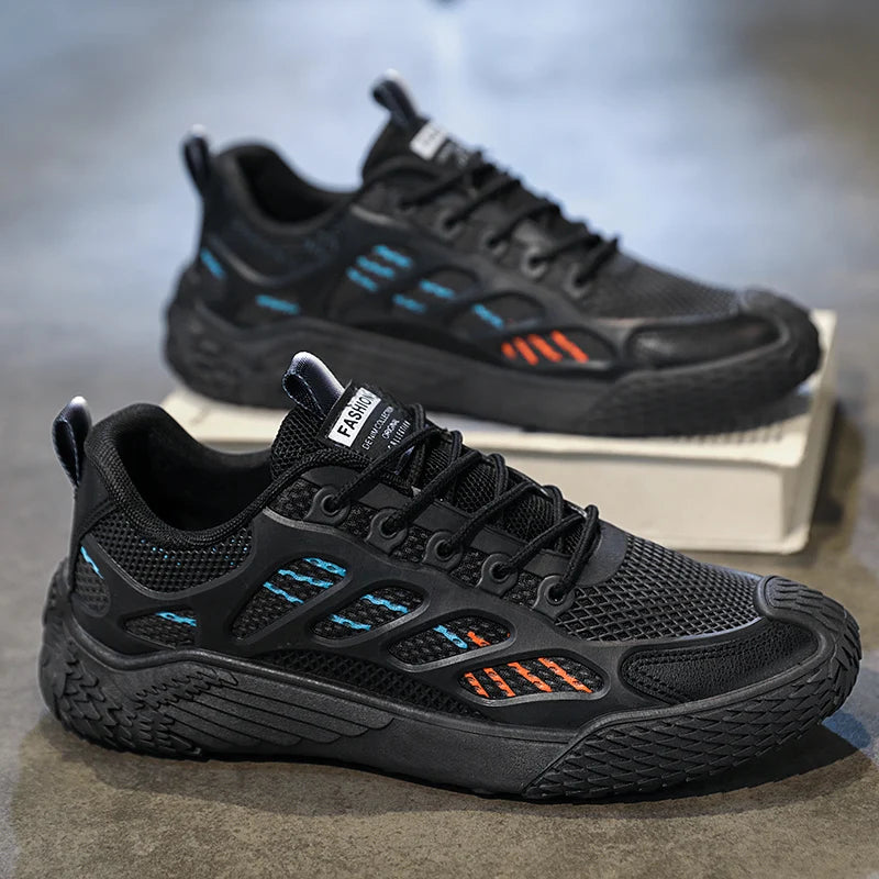 Men's mesh casual sneakers four seasons soft-sole anti-slip outdoor running shoes fashion students breathable speed sports shoes
