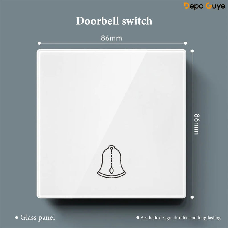 White UK 230V Tempered Glass Touch Light Switch Socket LED Wall Panel Smart Home Switches Socket Manufacturer Wholesale Supplier