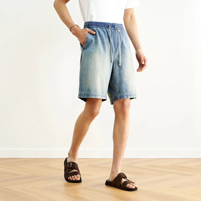 Semir Mens Denim Shorts 2026 Loose Straight Knee Length Casual Style Soft Daily Wear