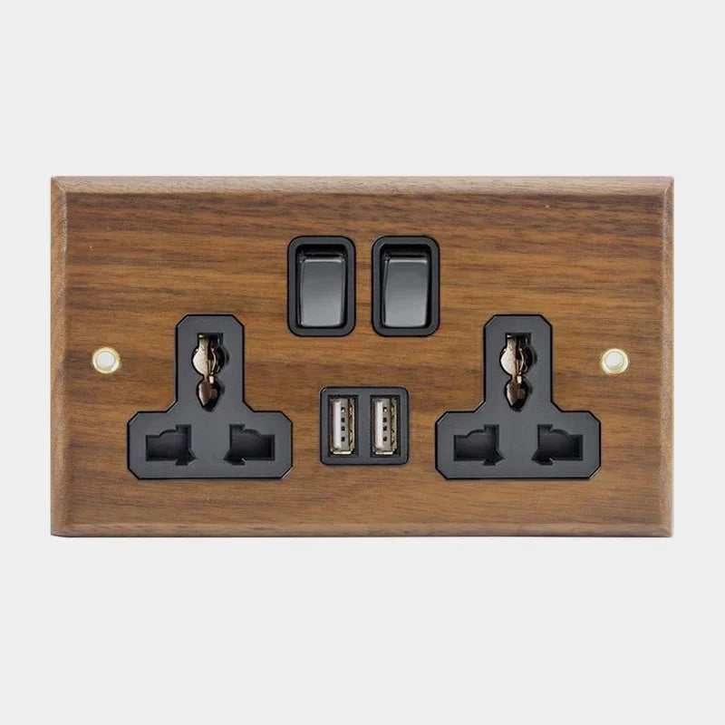 DepoGuye High quality retro American light switch socket, pure wood brass toggle switch plate, home &bed wall light switch
