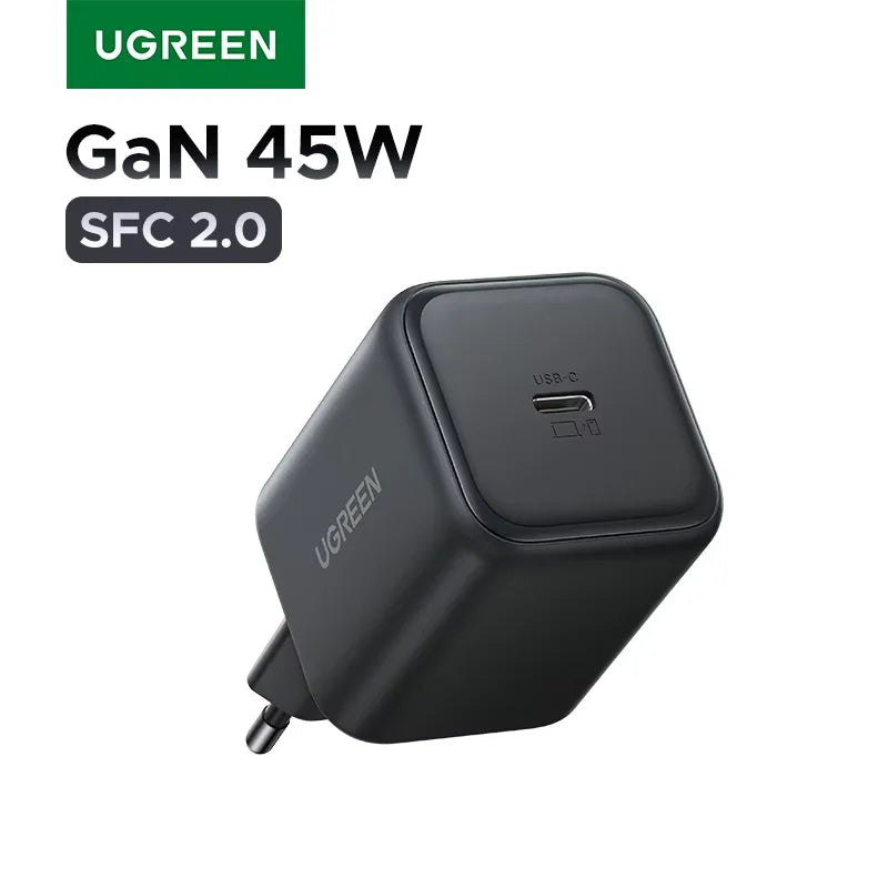 【EU Plug】UGREEN 45W/30W/25W/20W GaN Charger PD3.0 PPS QC3.0 USB C Fast Charger For iPhone 18 17 16 ProMax Samsung S25 iPad Air